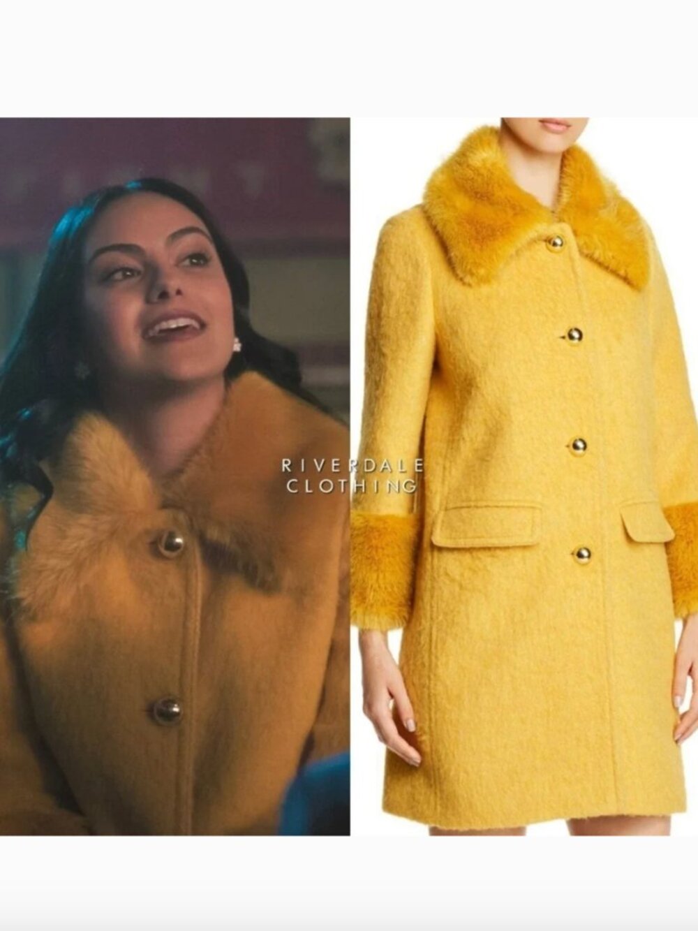 Kate Spade Glitzy Ritzy Wool Faux Fur Coat Size 6 Golden Yellow like new